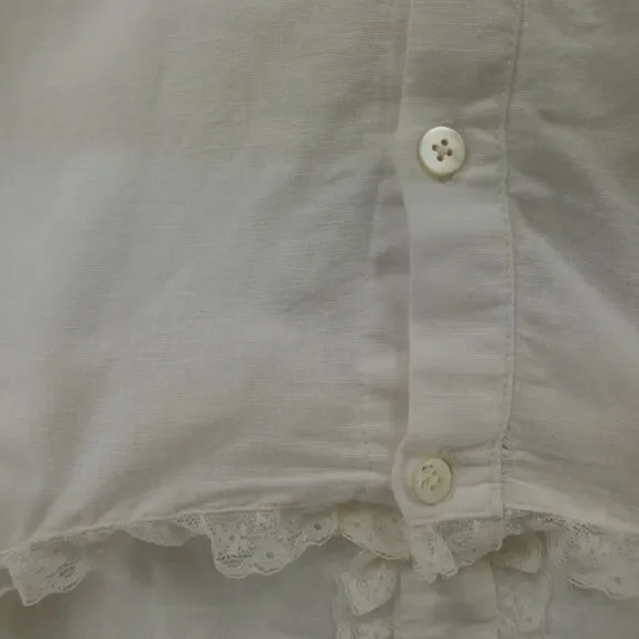Sezane Blouse White Lace Trim Linen Frances Cottagecore - Picture 16 of 16